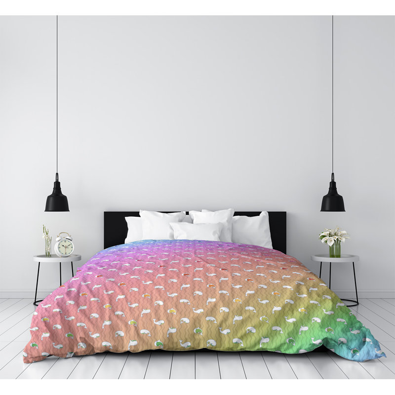 Housse de couette, Polyester brossé, Housse de couette pour lit simple, Turquoise pâle / rose / souffle de pêche