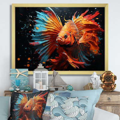Orange Butterfly Fish Ocean Dance II - Butterfly Fish Wall Art