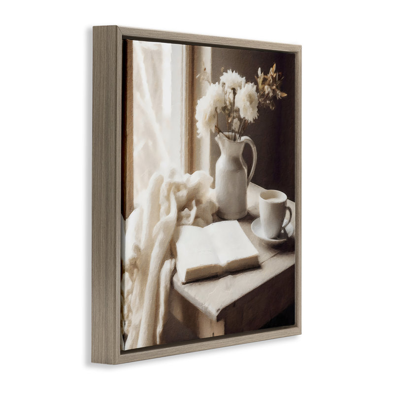 Cadre flottant neutre journalier, café par Riley B, Cadre flottant orme Montalcino, H 18 po x l 18 po