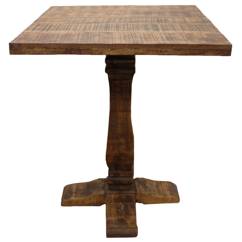 Table de bar à piédestal au fini brun sur bois massif