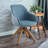 23" Yellow And Natural Fabric And Wood Swivel Arm Chair-572939703