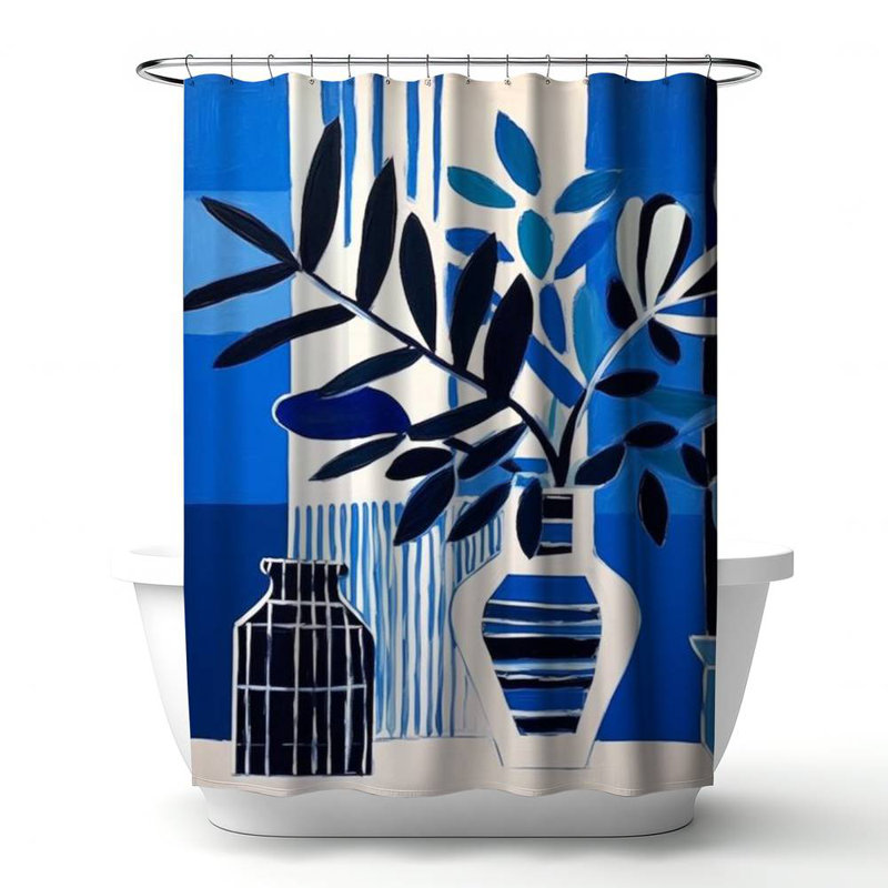 Floral – Polyester Shower Curtain, Dye Sublimation Print, 71" W × 74" L