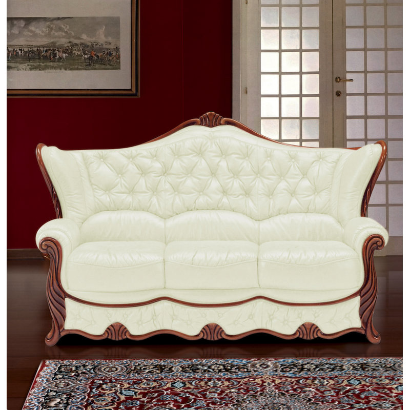 Dodgen Faux Leather Sofa, Beige