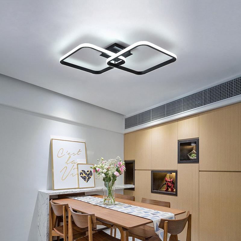 Tarazon 2-Light 60cm LED Semi Flush Mount, Black, 10cm H x 59cm W x 29cm D