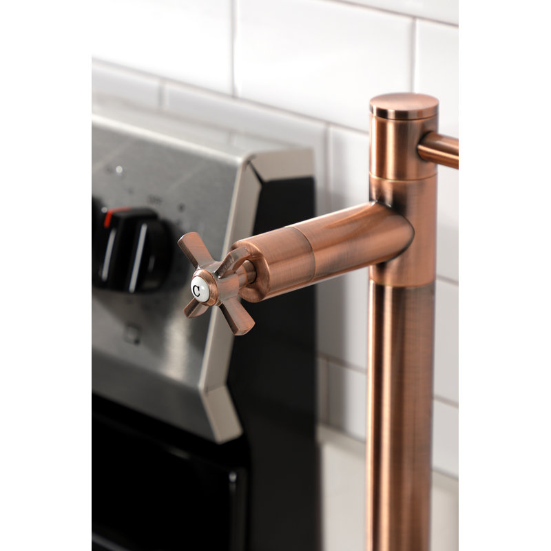 Kingston Brass Millennium Two-Handle 1-Hole Deck Mount Pot Filler Faucet, Antique Copper