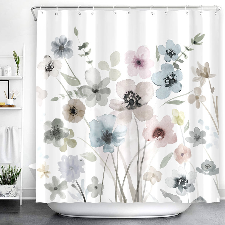 Millwood Pines Floral Shower Curtain with Hooks Included & Reviews