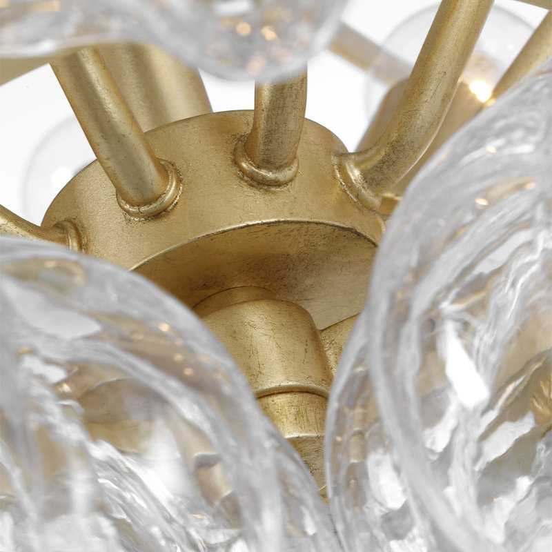 Julie Neill Caselli 36" Basket Chandelier with Clear Glass, Gold, Clear
