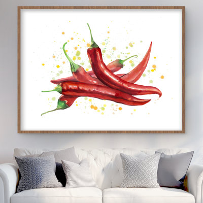 Red Hot Peppers - Framed Matted Print for Home Decor