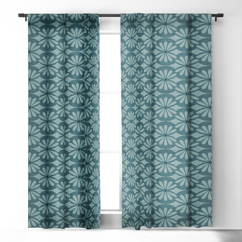 Heather Dutton Solstice Teal 1pc Blackout Window Curtain Panel, 50" W x 84" L