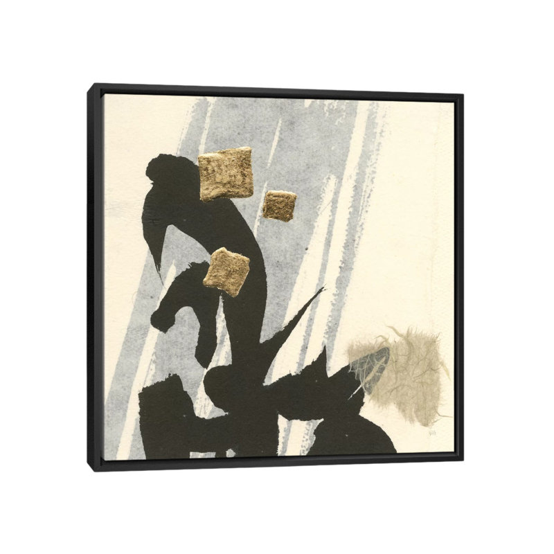 Collage IX, H 18 po x l 18 po x P 1,5 po, Toile avec cadre noir, Pas de tapis