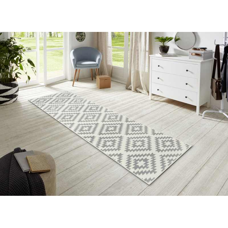 Flatweave Cream/Grey Rug, Runner 80cm x 350cm