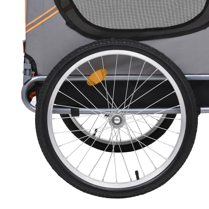 Chien, chien, remorque, pliable, robuste, drapeau pour animaux, poussette, jogger, orange / rouge, Orange et gris