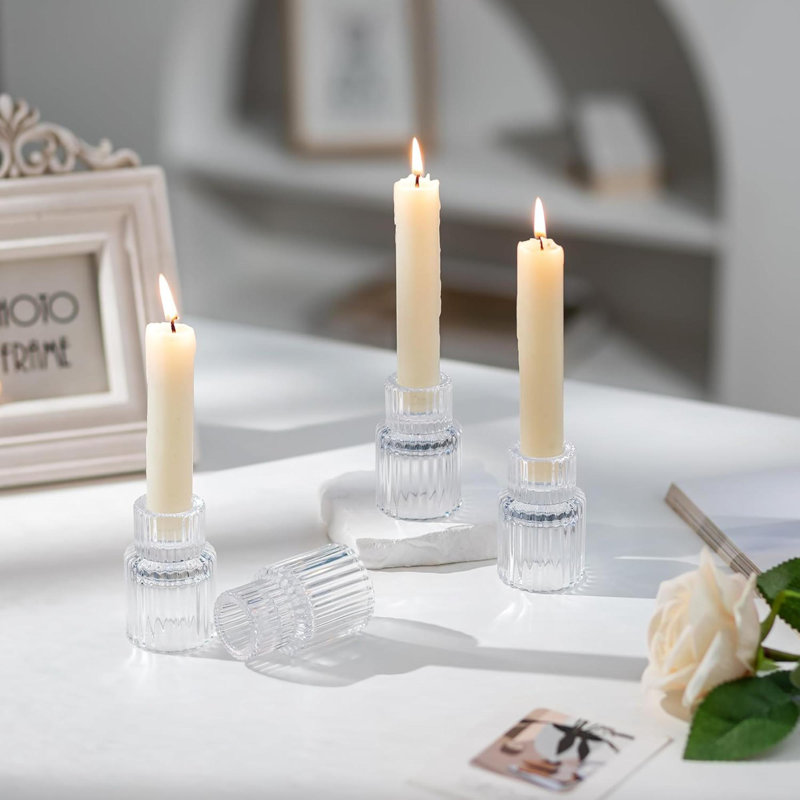 Porte-bougie en verre pour chandelier - 20 pièces Porte-bougie effilé transparent