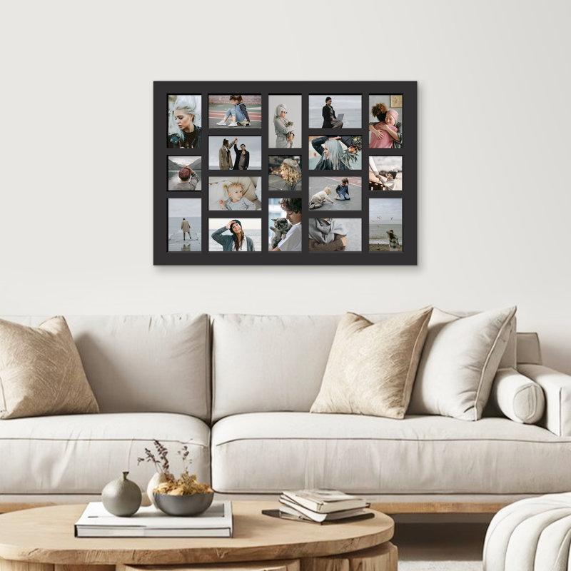 Cadre photo mural, galerie Collage, 17 photos - noir, Noir