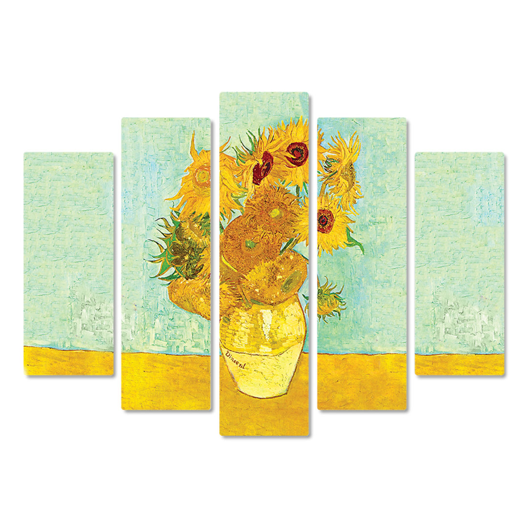 5-tlg. MDF-Bilder-Set Die Sonnenblumen von Vincent Van Gogh