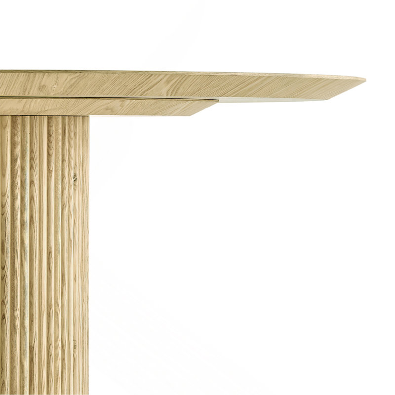 Fluted Natural Wood Round Dining Table