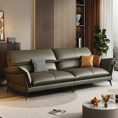 Green Genuine Leather Modular Sofa cushion couch