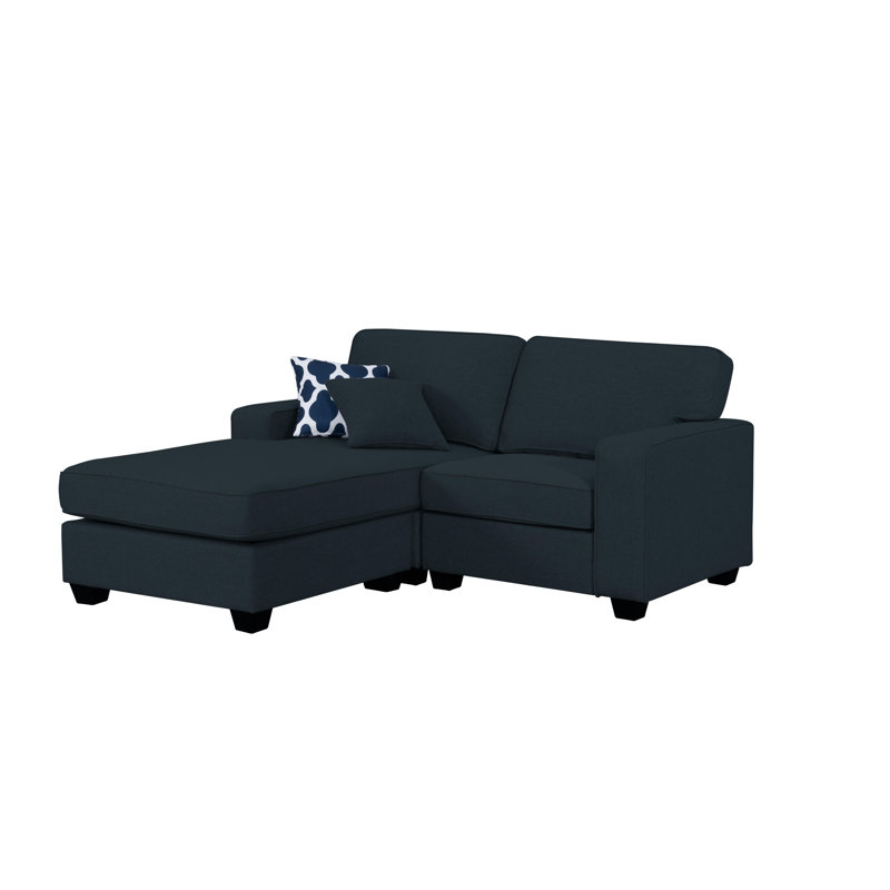 Doveridge Upholstered L-Shaped Sectional Reversible, Black Polyester Blend