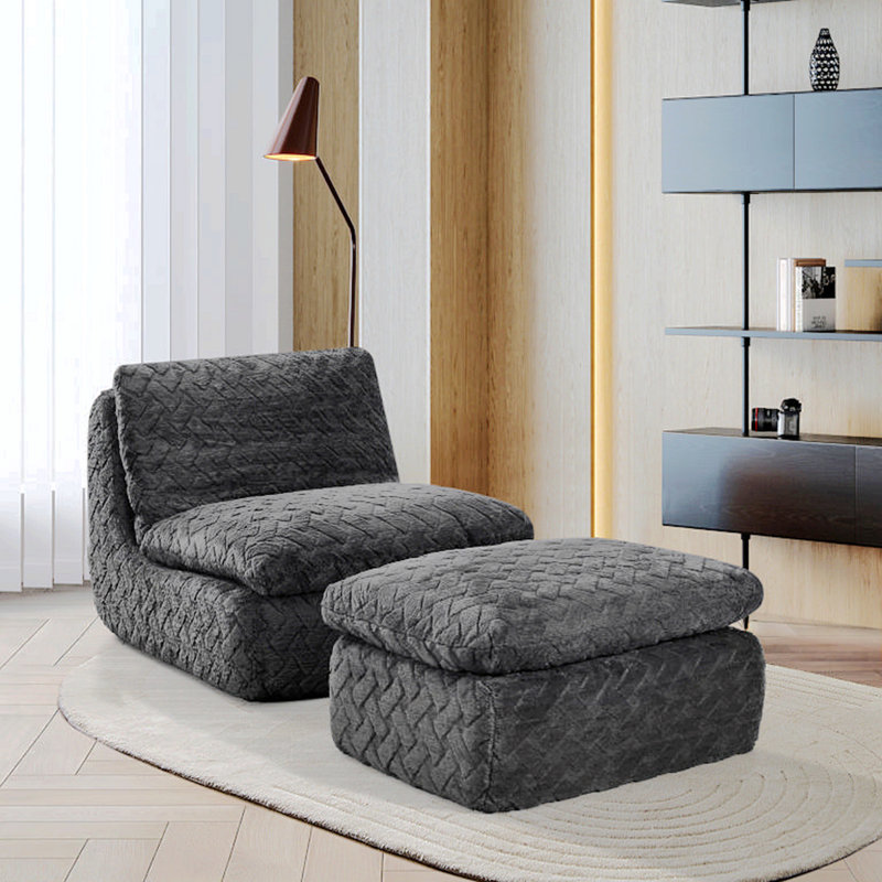 Fauteuil à compression complète avec repose-pieds pivotant Liyasi, Noir