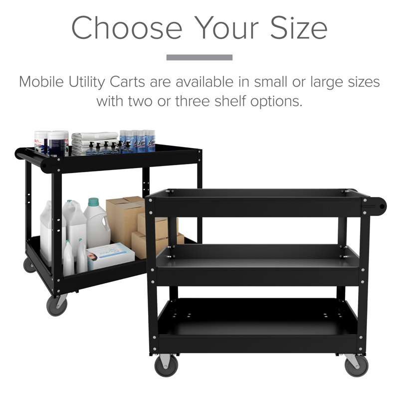 32'' H Utility Cart with Wheels, 32" H x 30" W x 16" D