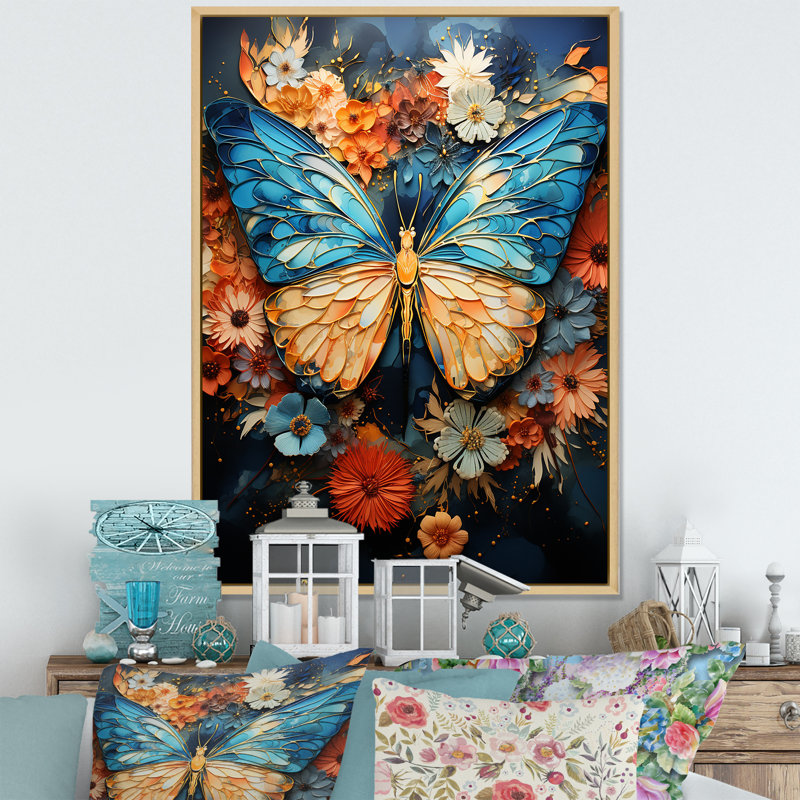 Céleste visiteurs sur toile, Cadre naturel flottant, H 20 po x l 12 po x P 1 po