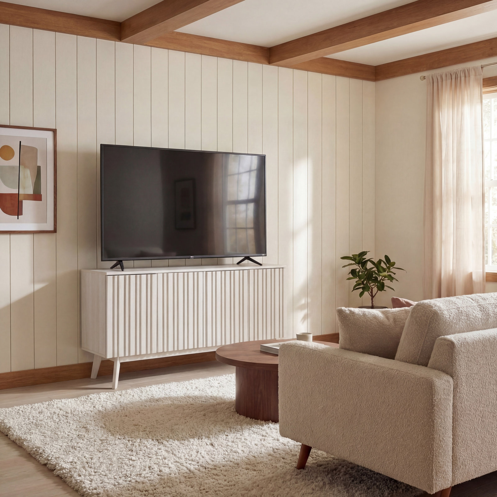 Helena 62'' Media Console, Bleached White