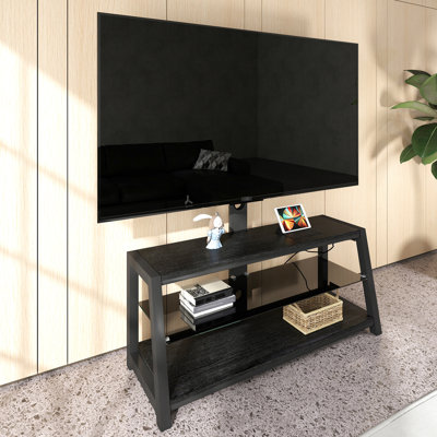 Height - Adjustable, Black Tempered Glass, Storage Stand, 32" 65" Tvs, 3 Tier Shelves, Swivel Function, 180 Lbs Load, Charging, Wire Management Tier, Tv Swivel, Adjustment, Capacity,
