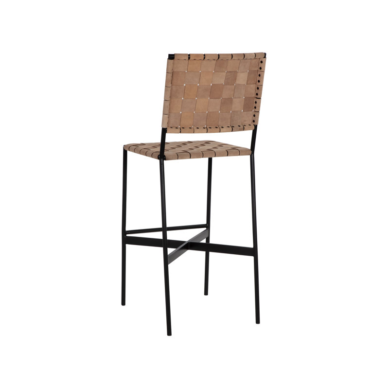 Almin Upholstered Stool with Metal Frame, Bar Stool (30.25" Seat Height)