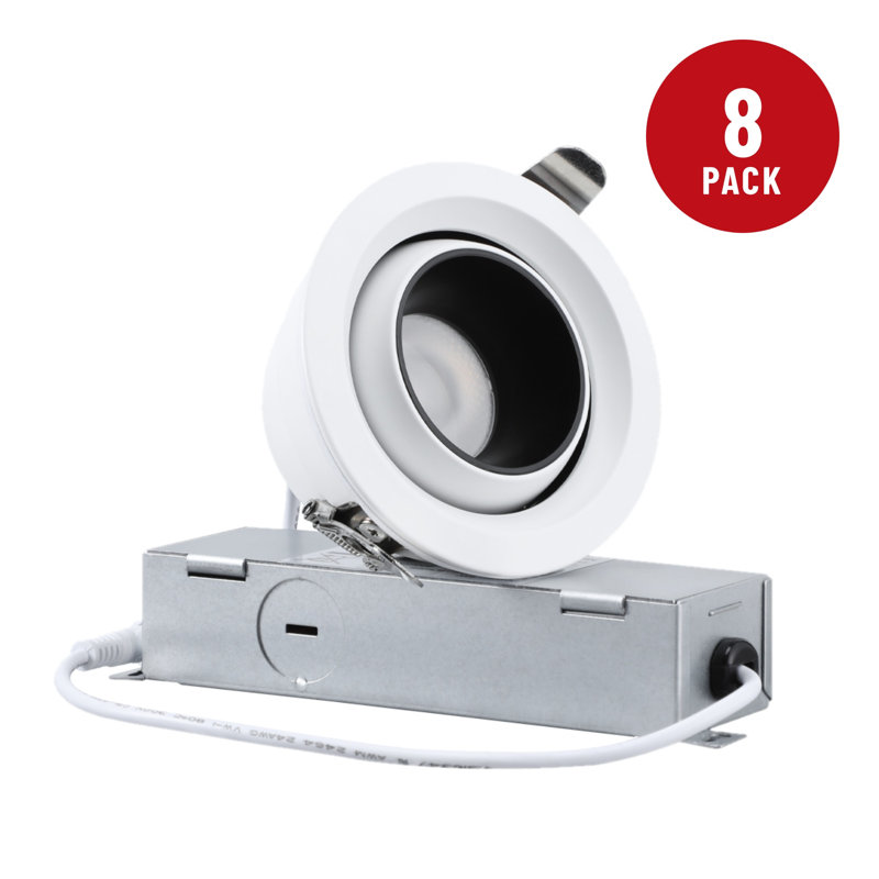 Luminaire encastré DEL 3 po 5CCT à cardan avec boîte de jonction, bordure étroite et lisse anti-éblouissement, étanche à l'air (norme IC), intensité lumineuse réglable, IRC 90
