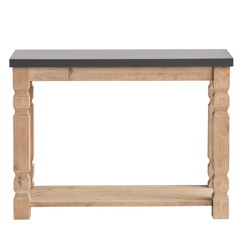 Console en béton et en bois, 42 x 15,7 x 31 po, structure de table de salon moderne et rustique
