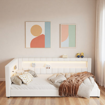 Upholstered Daybed With Usb Ports And Led Light Strips