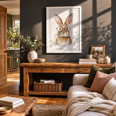 Spectacled Rabbit Boho - Framed Print