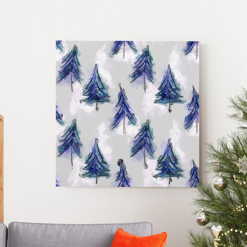 "Sapins de Noël", reproduction d’art sur toile tendue, H 40 po x l 40 po x P 1 po