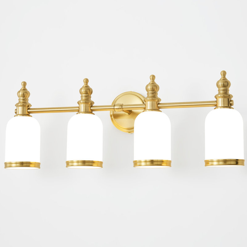 Luminaire pour meuble-lavabo avec abat-jour en verre Milk Elien, Or, 4