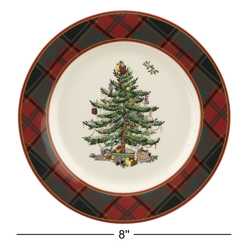 Assiette à salade tartan arbre de Noël Spode 7,75 po