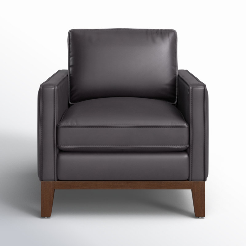 Cascades Leather Armchair, Gravel Genuine Leather