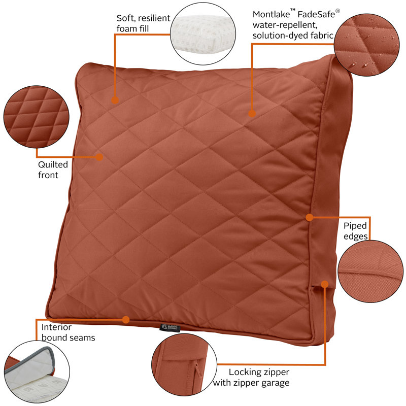 Montlake Outdoor Loveseat Back Cushion, Spice, 4" H x 25" W x 22" D