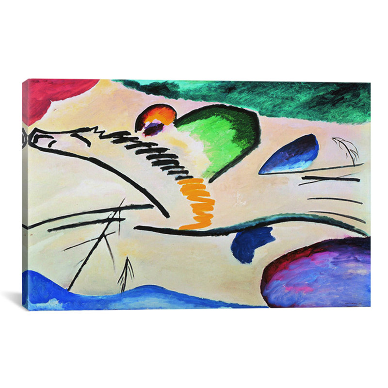 " Lyrically (Lyrisches) " by Wassily Kandinsky, 40" H x 60" W x 1.5" D, No Mat, Wrapped Canvas