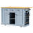 Large Kitchen Island In Blue - 53Inch With Internal Storage Space, Foldable Drop Leaf For Kitchen, And Power Socket Rolling Equipped Storage, Supply, Movable-102663398
