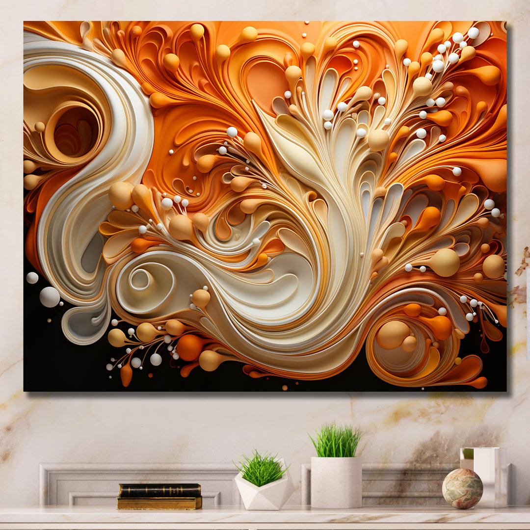 Abstract Coffee Fluid Flames - Abstract Shapes Canvas Prints Design Art Overall 