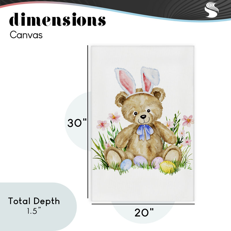 Ours en peluche printanier, toile par Amy Hall, H 30 po x l 20 po