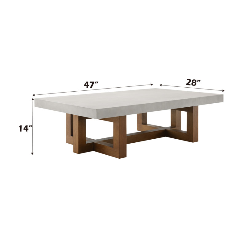 Keven Faux Concrete Top Rectangular Coffee Table