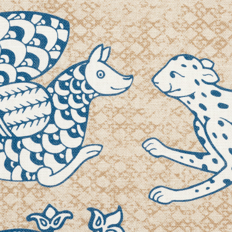 Animalia Fabric, Blue/Natural