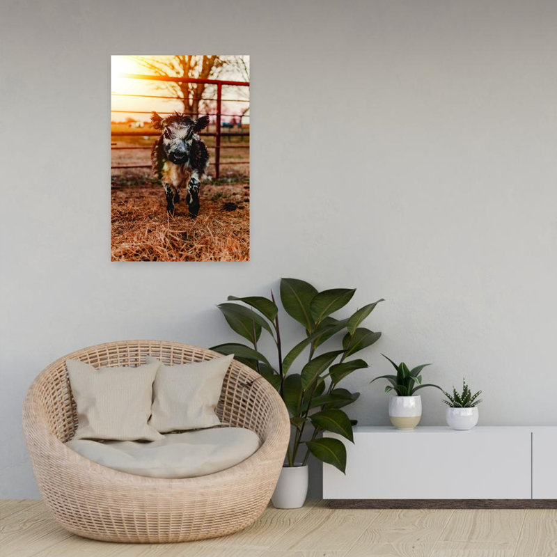 Premier matin abstrait, vache, paysage naturel, art, H 24 po x l 16 po