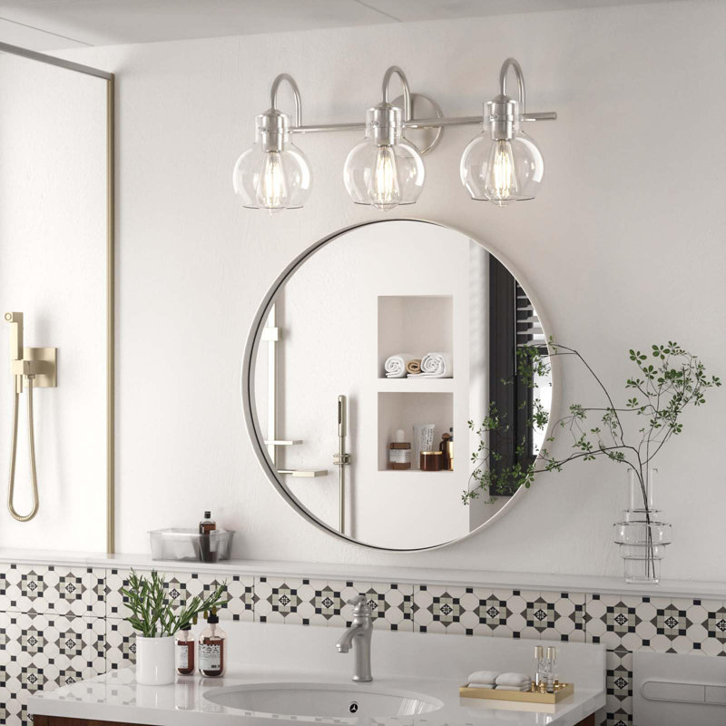 Zeline Light Dimmable Bathroom Vanity Lights with Clear Shade Vanity Light Fixture, 3, Silver