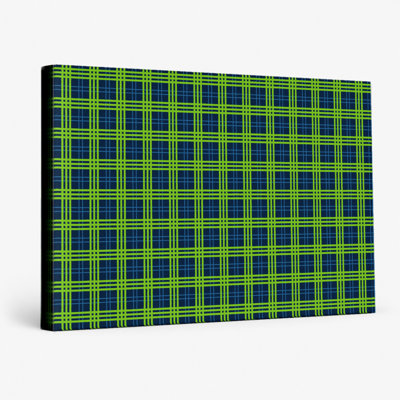 Navy & Neon Green Plaid — National Basketball Teams Canvas Wall Art
