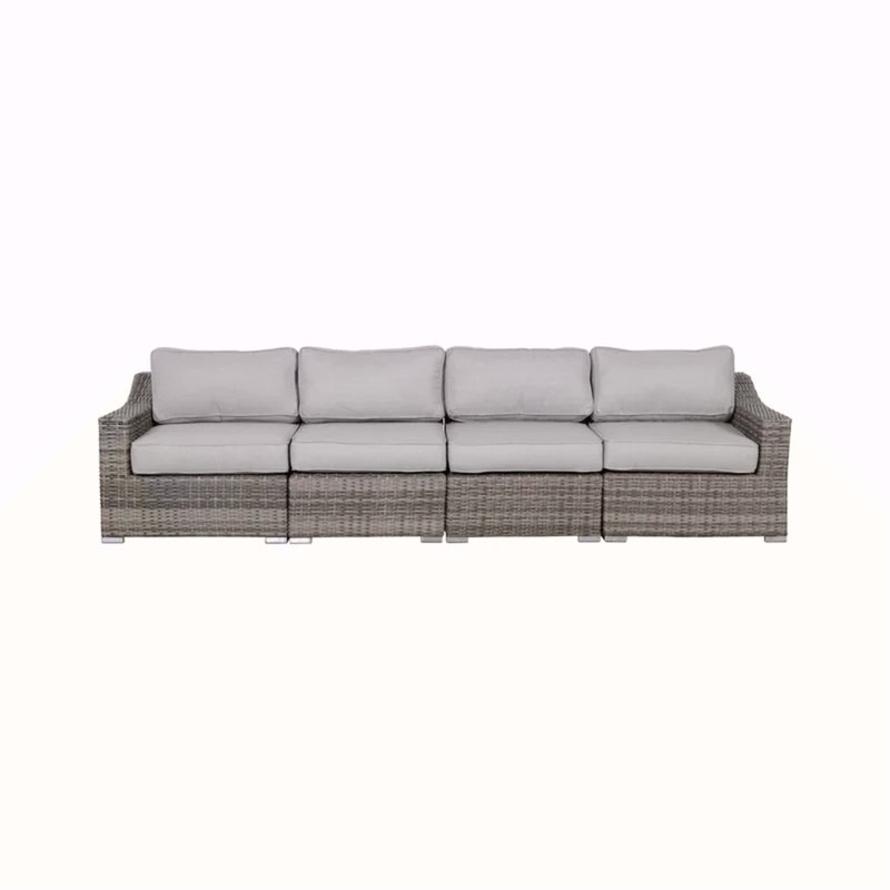Ensemble de conversation modulaire en rotin 4 pièces avec coussins entièrement assemblé