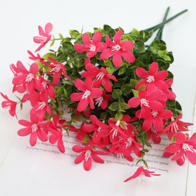 6 PCS Fleurs Artificielles Extérieures Faux Plantes Fleurs Verdure Plastique Fleurs Ferme Arbustes Jardin Cimetière Grave Cuisine Décor