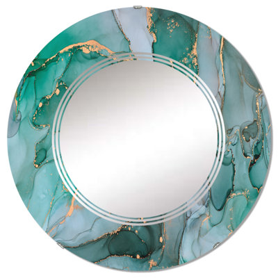 Miroir mural moderne vert luxueux abstrait Art fluide II
