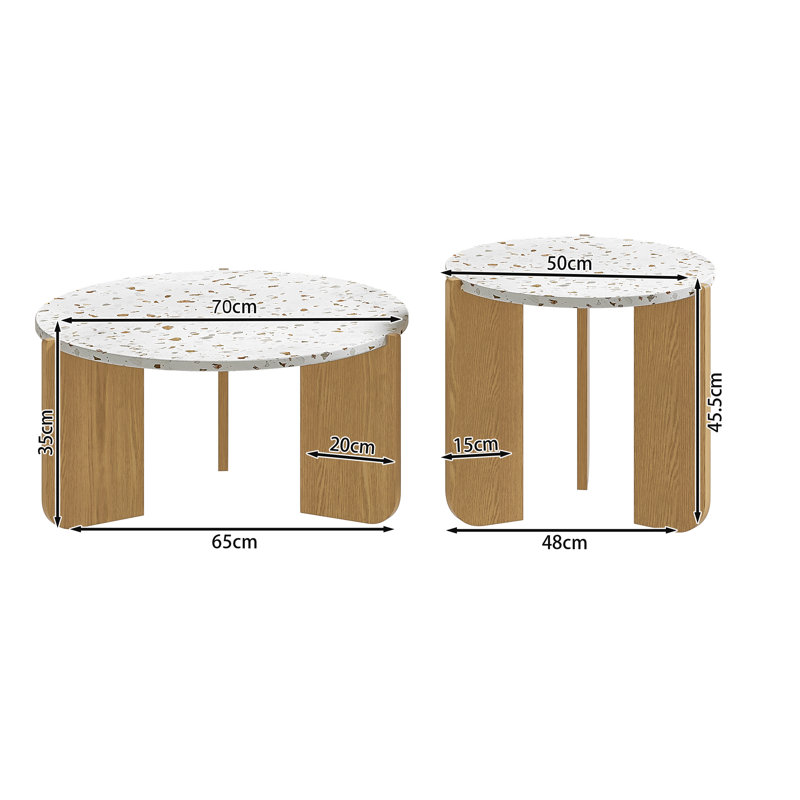 Modern Nesting Coffee Table Set, Side Tables, 2-Piece Set, for living room and balcony